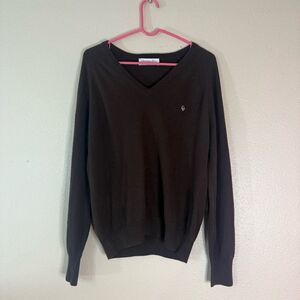Christian Dior Men's V-Neck Sweater in Rich Brown M